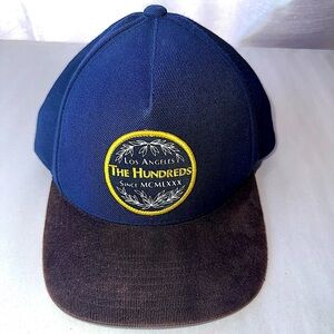 The Hundreds Los Angeles Navy Blue Brown Corduroy Brim Patch Hat OSFA